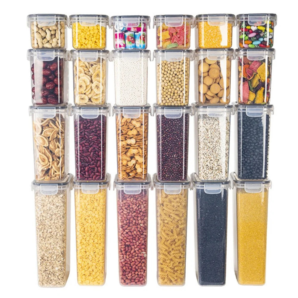 24Pcs / Set Kitchen Sealed Jar Grain Storage Box Refrigerated Odor-Free Transparent PP Fresh-Keeping Box (BPA Free, FDA Certified) - 3