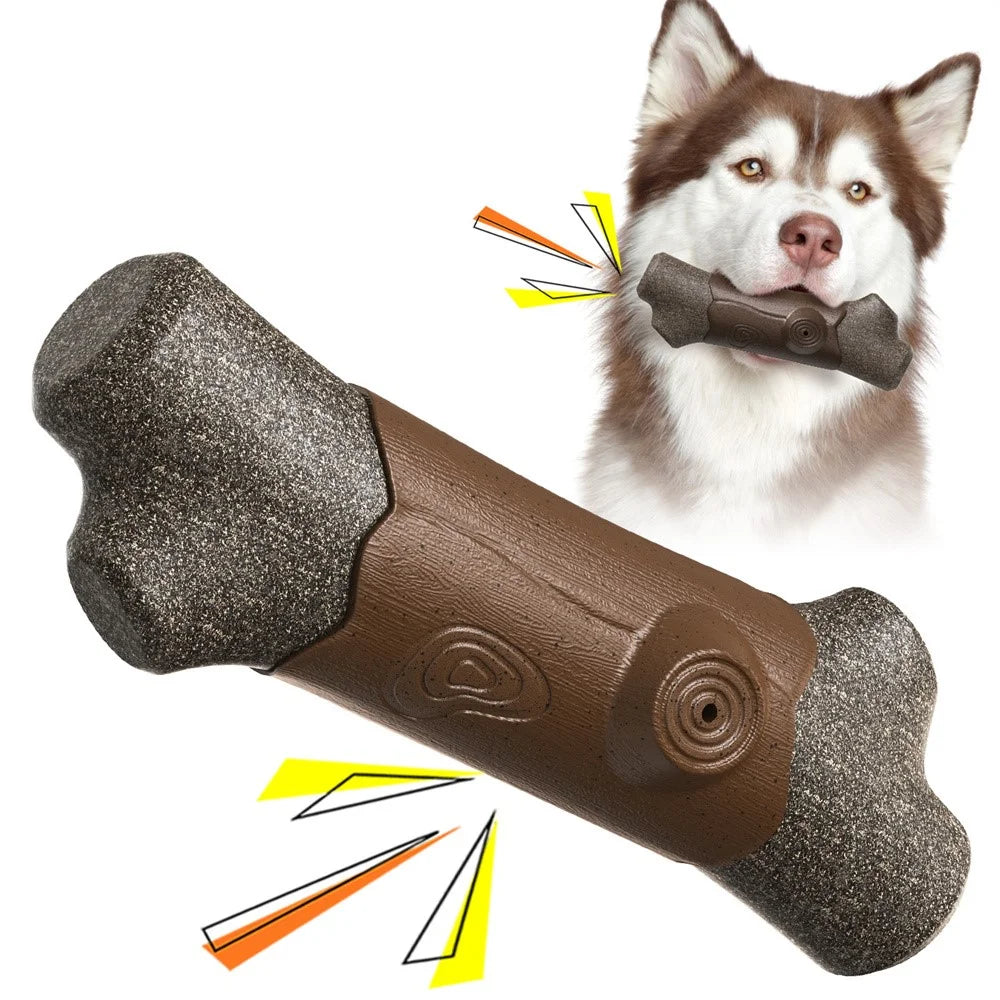 SZ-01 Dog Chewing Squeaky Toy Gift Wood Branch Plastic TPR Teething Stick (BPA Free, CPC / FDA / RoHS Certified) - 2