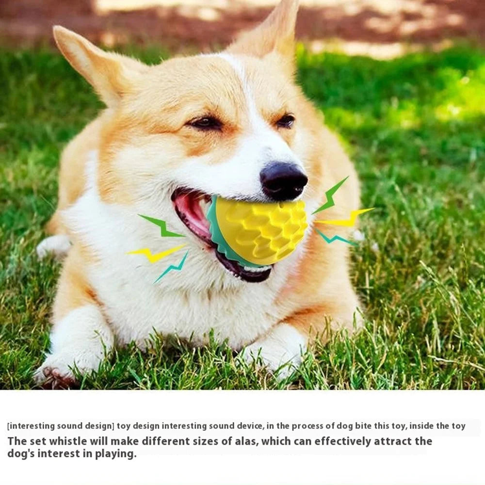 Pet Dog Squeaky Toy Gift Teething Chew Ball for Dental Cleaning Puppy Interactive Float Ball - Lake Blue - 5