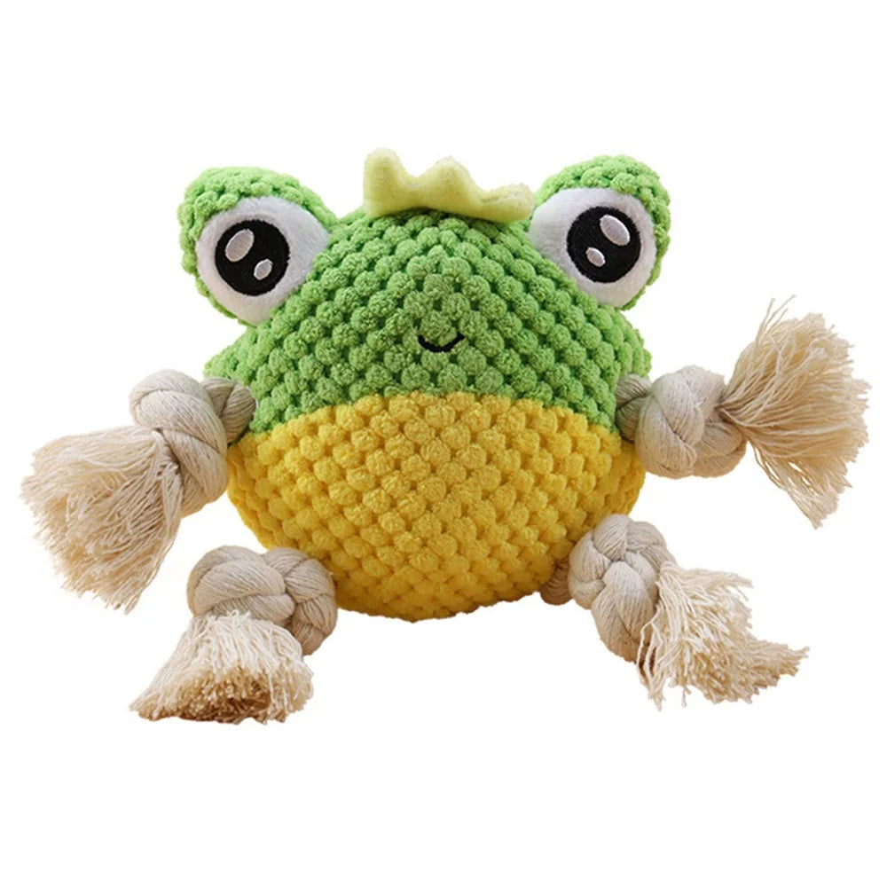 Bite Training Tug Interactive Plush Toy Pet Dog Squeaking Sound Chewing Toy ST - Frog - 1