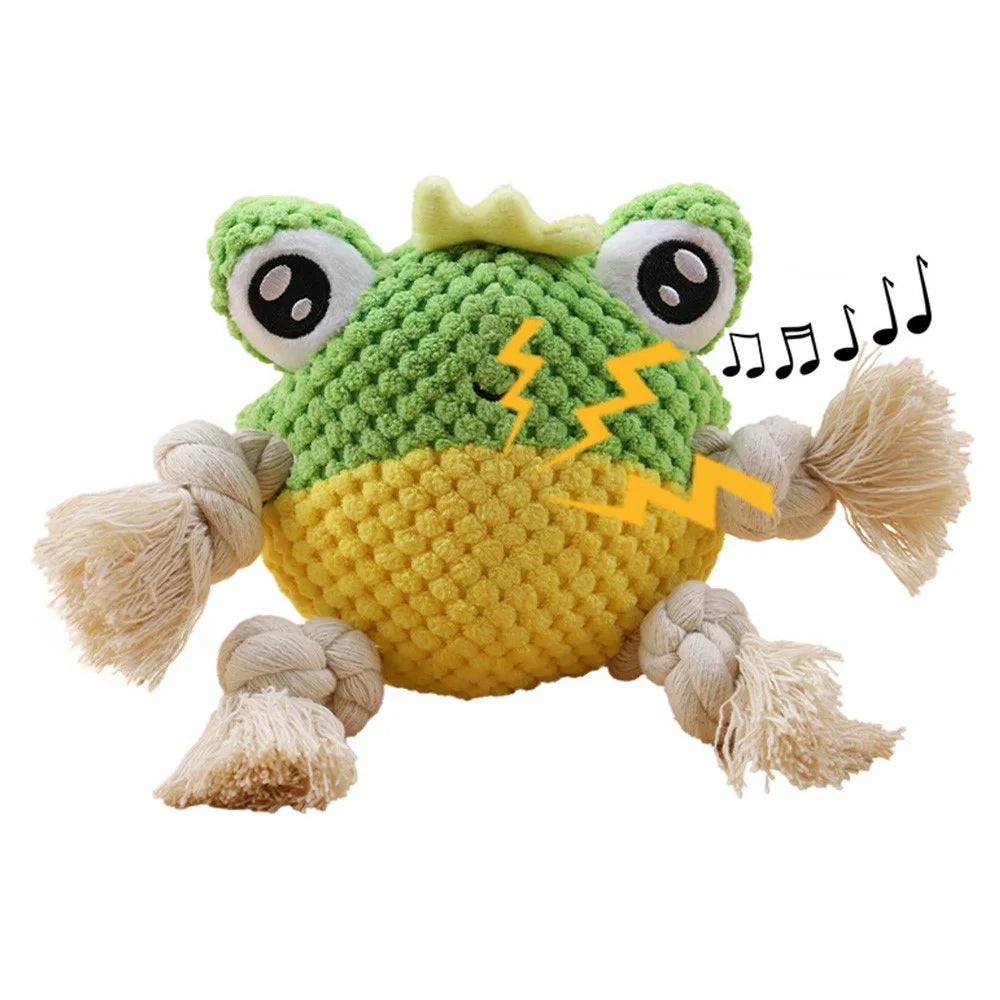 Bite Training Tug Interactive Plush Toy Pet Dog Squeaking Sound Chewing Toy ST - Frog - 2