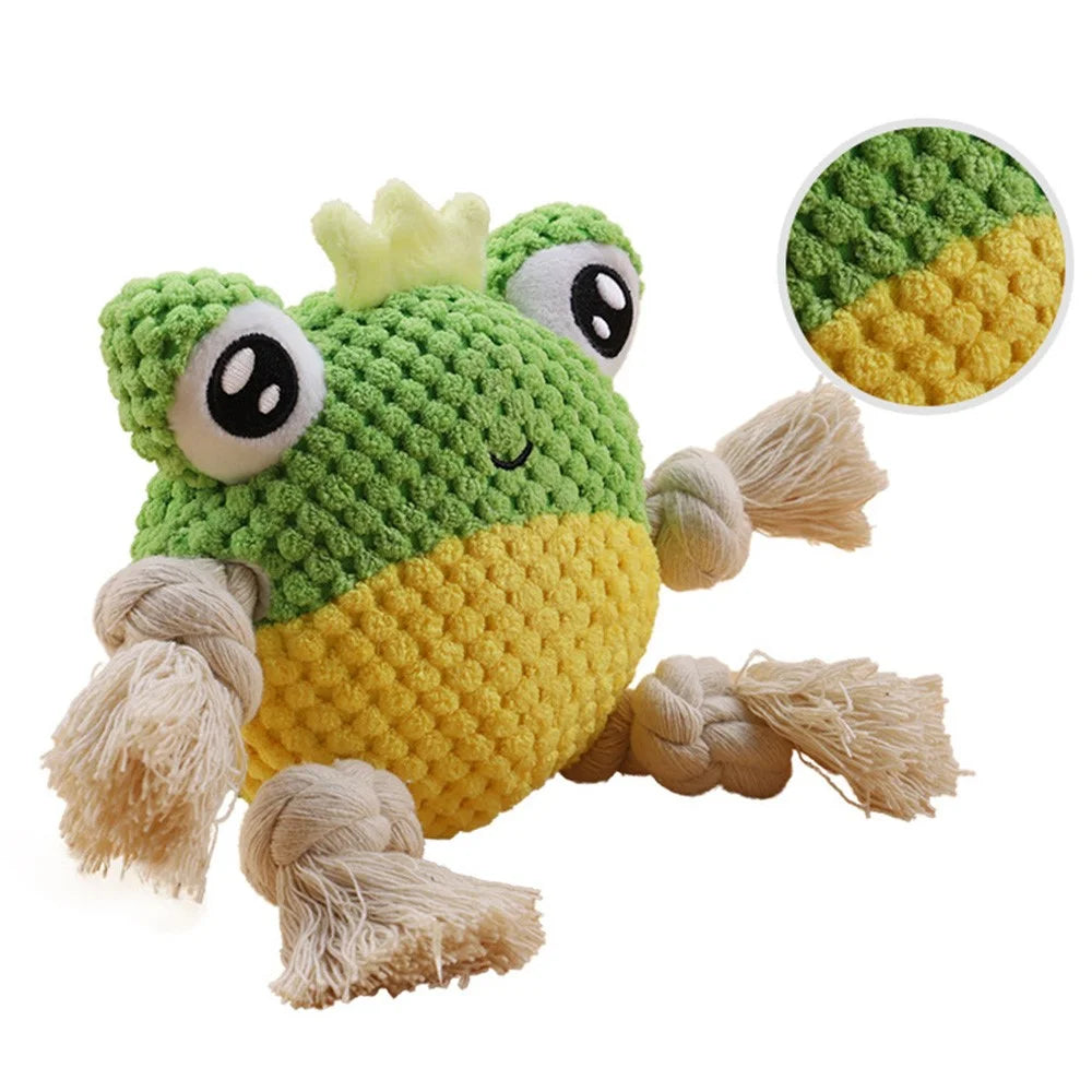 Bite Training Tug Interactive Plush Toy Pet Dog Squeaking Sound Chewing Toy ST - Frog - 3