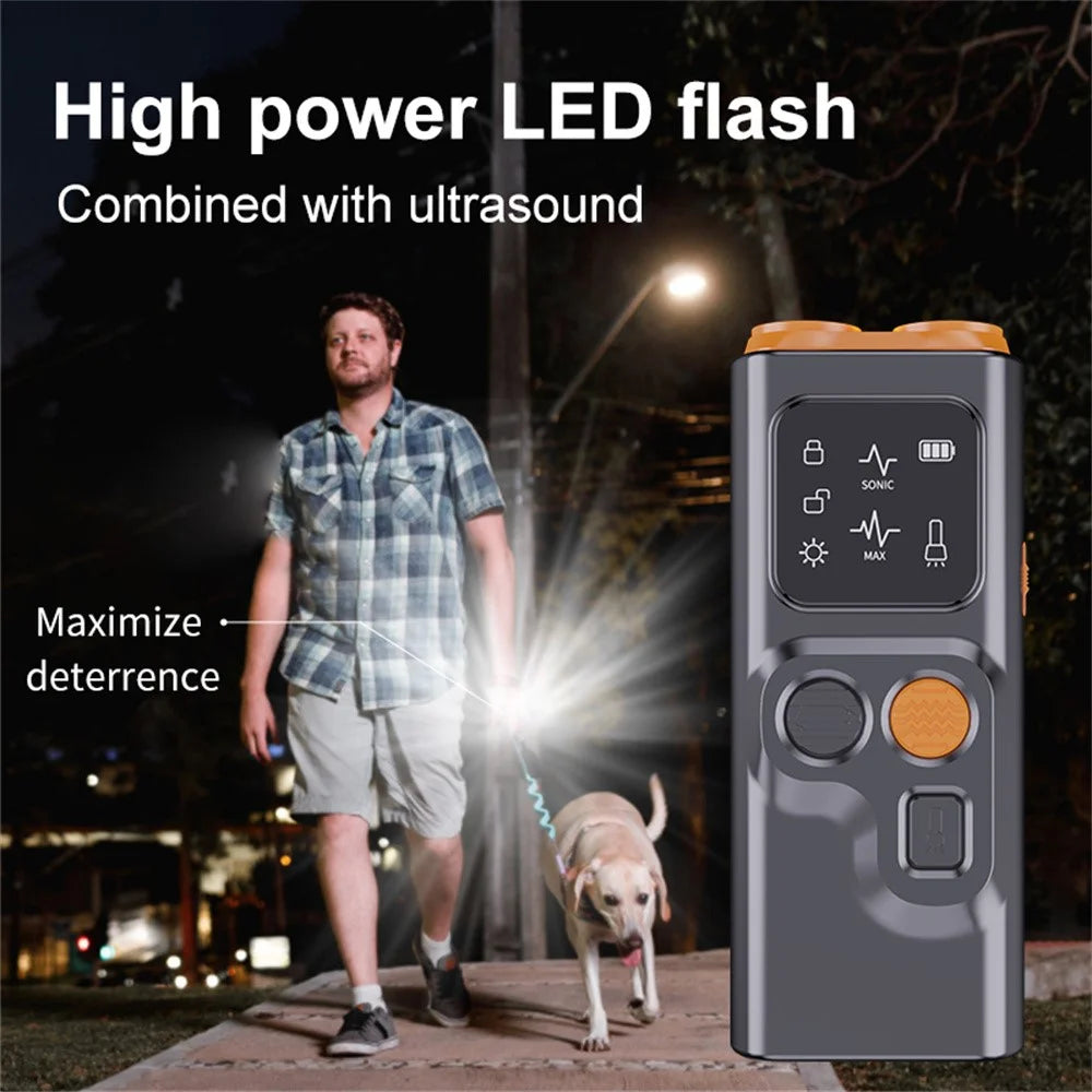 P7 Portable Dual Head Ultrasonic Dog Repellent with LED Light Anti Barking Device Gift for Training - Black - 6