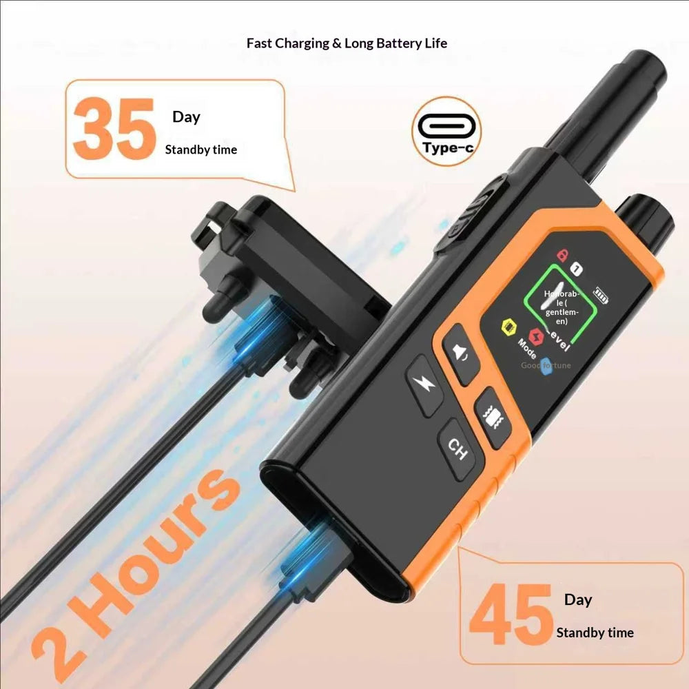 D710 Dog Training Collar 1000m Range Remote Control Anti Bark Electric Shock Vibration Collar for Pet Training - Orange - 7