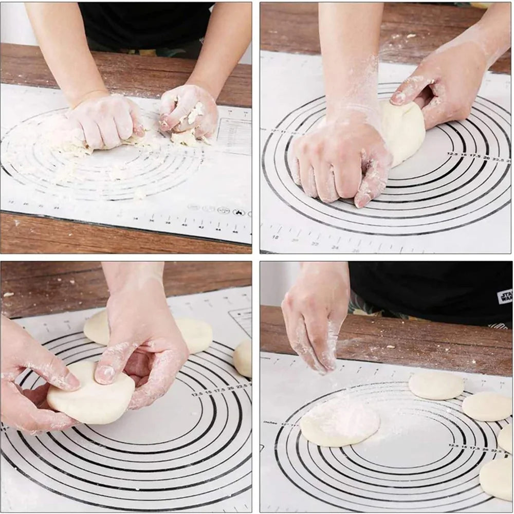 50x70CM Fiberglass Cloth + Silicone Pastry Mat Dough Rolling Mat 0.35MM Thick Non-stick Pad (BPA-Free, No FDA Certified) - Red - 6
