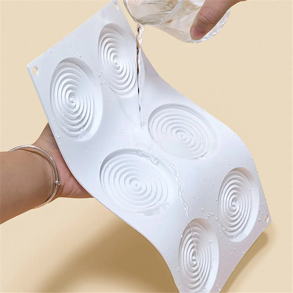 6-Cell Mosquito Coil Shape Mousse Cake Silicone Mold DIY Cake Decor Baking Mold (BPA-Free, No FDA Certificate) - 6