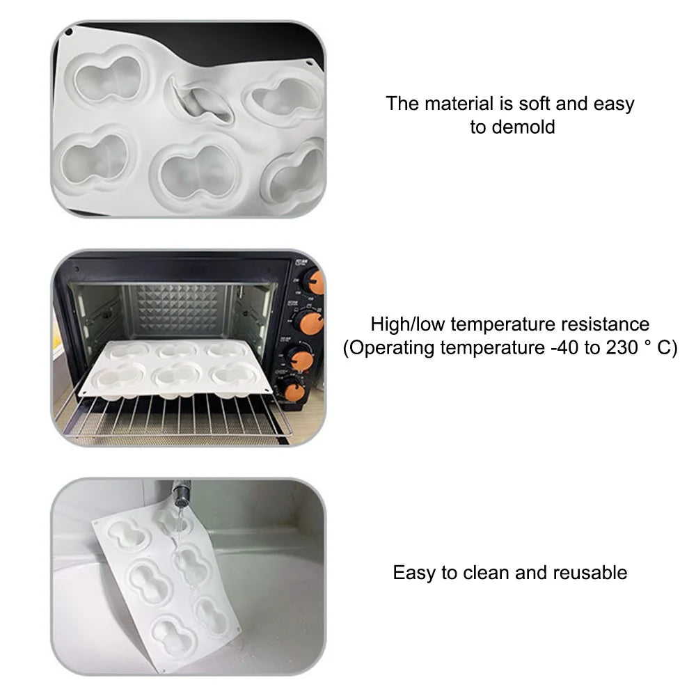 8-Cell Fruit Shape Mousse Cake Silicone Mold DIY Dessert Making Mold (No FDA, BPA Free) - Apple - 4
