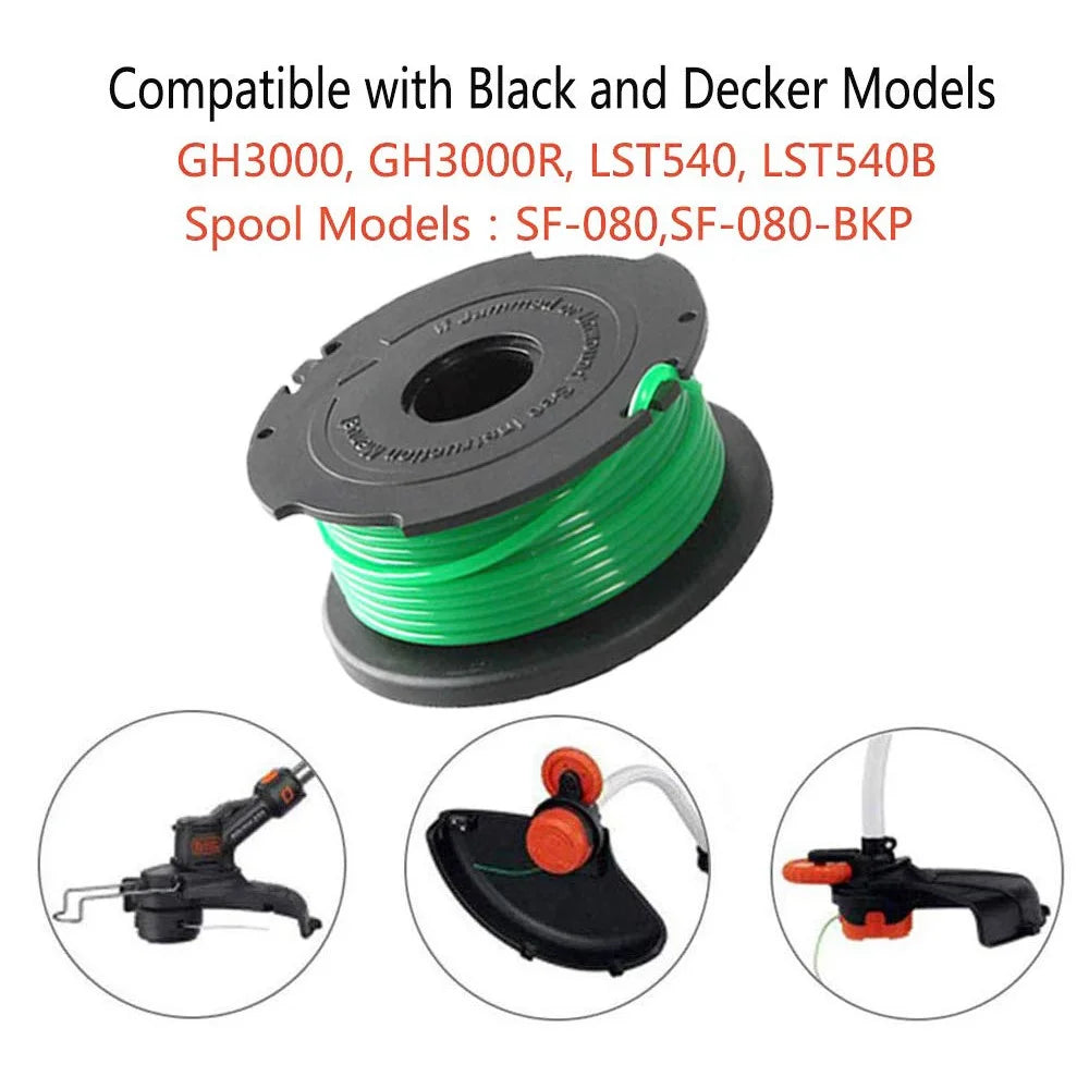 4Pcs Spool for Black & Decker GH3000 / GH3000R / LST540 / LST540B Lawn Mower Part, SF-080-BKP - 5