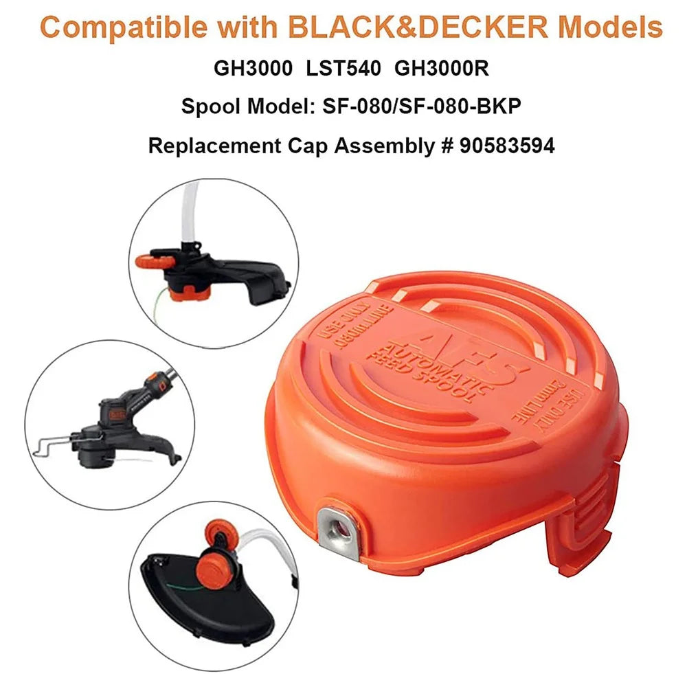 1Pc Replacement Spool + Spool Cap for Black & Decker GH3000 / GH3000R / LST540 / LST540B Lawn Mower Spare Part, SF-080-BKP / 90583594 - 3