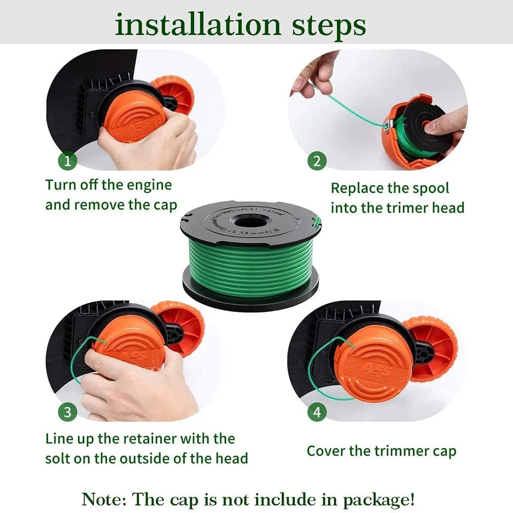 1Pc Replacement Spool + Spool Cap for Black & Decker GH3000 / GH3000R / LST540 / LST540B Lawn Mower Spare Part, SF-080-BKP / 90583594 - 6