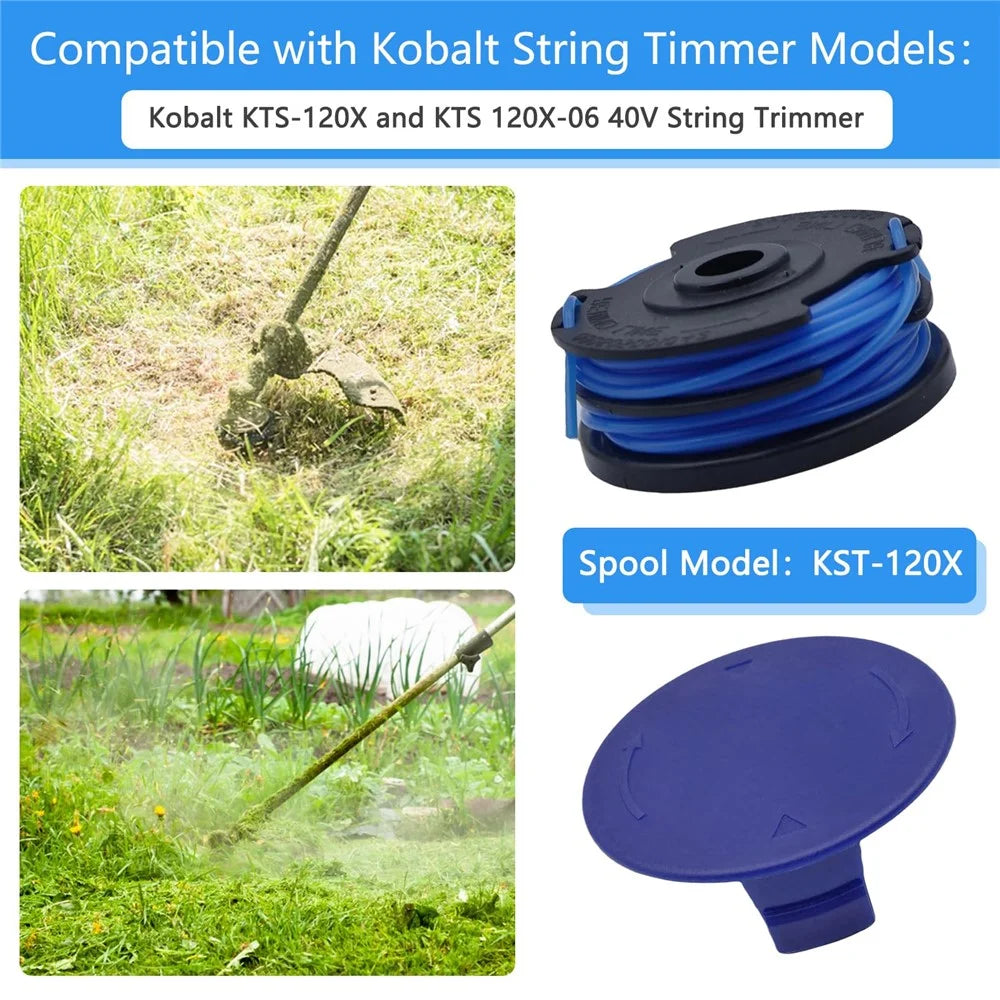 10 TLG-03 Spool + 2 TLK-01 Spool Cap for Kobalt KST 120X / 120X-06 Lawn Mower Replacement Part - 2
