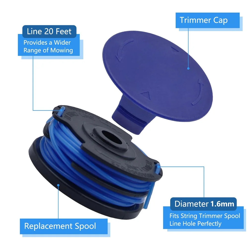 10 TLG-03 Spool + 2 TLK-01 Spool Cap for Kobalt KST 120X / 120X-06 Lawn Mower Replacement Part - 5