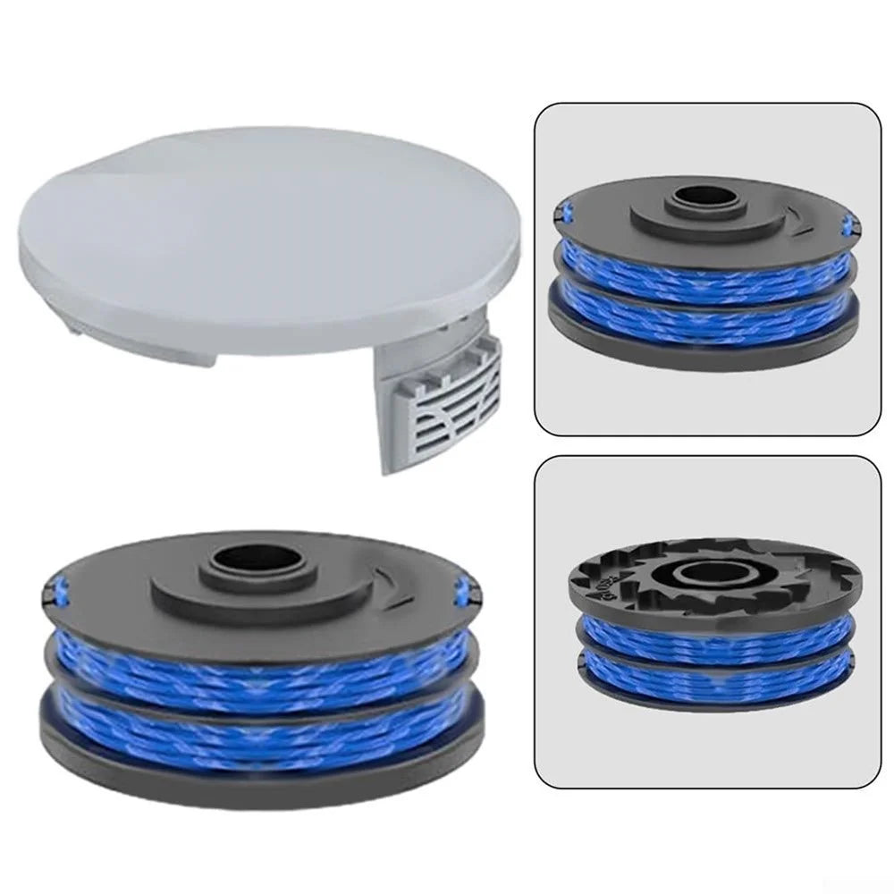 2 RAC122 Spool Cap + 6 RAC123 Spool for Ryobi RLT6030 / RLT5127 / RLT5027 / RLT4125 / RLT4027 Lawn Mower - 4