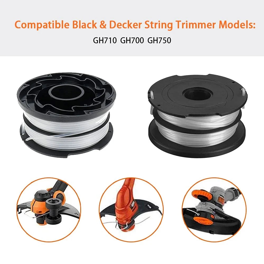 10 Replacement Spool + 2 Spool Cap for Black & Decker GH750 / GH710 / GH700 Lawn Mower, DF-065-BKP / RC-065-P&90517175 - 3