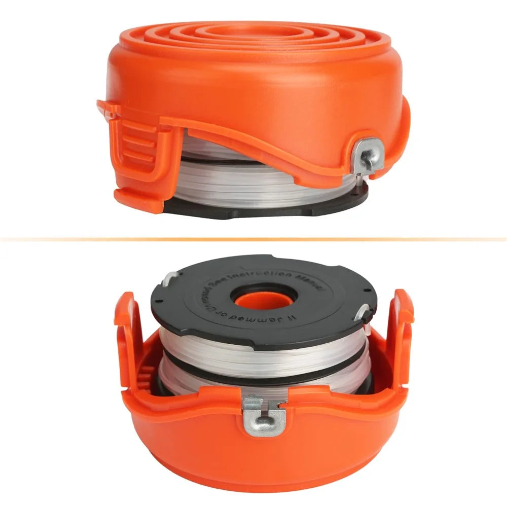 2 Replacement Spool + 1 Spool Cap for Black & Decker GH750 / GH710 / GH700 Lawn Mower, DF-065-BKP / RC-065-P&90517175 - 2