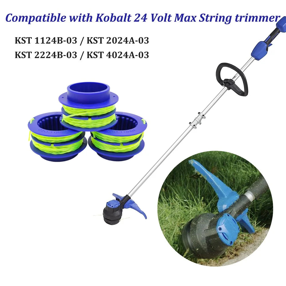 6PCS TLEG-01 ABS Spools for Kobalt KST 1124B-03 / KLS 124-03 24V Lawn Trimmer Nylon Wire Trimming Head - 4