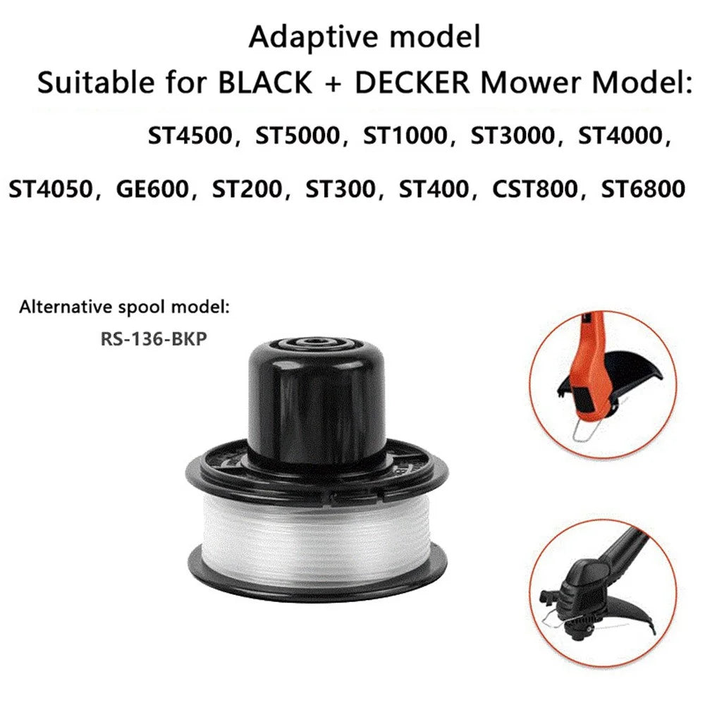 6PCS RS-136-BKP Spools Replacement Parts for Black & Decker Lawn Mower - 3