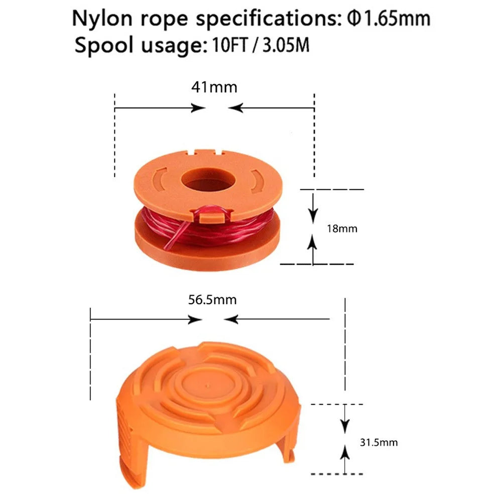 WA0010+WA6531 Lawn Mower Parts For Worx WG150 / WG151 / WG163 4 Spool+1 Cap - 7