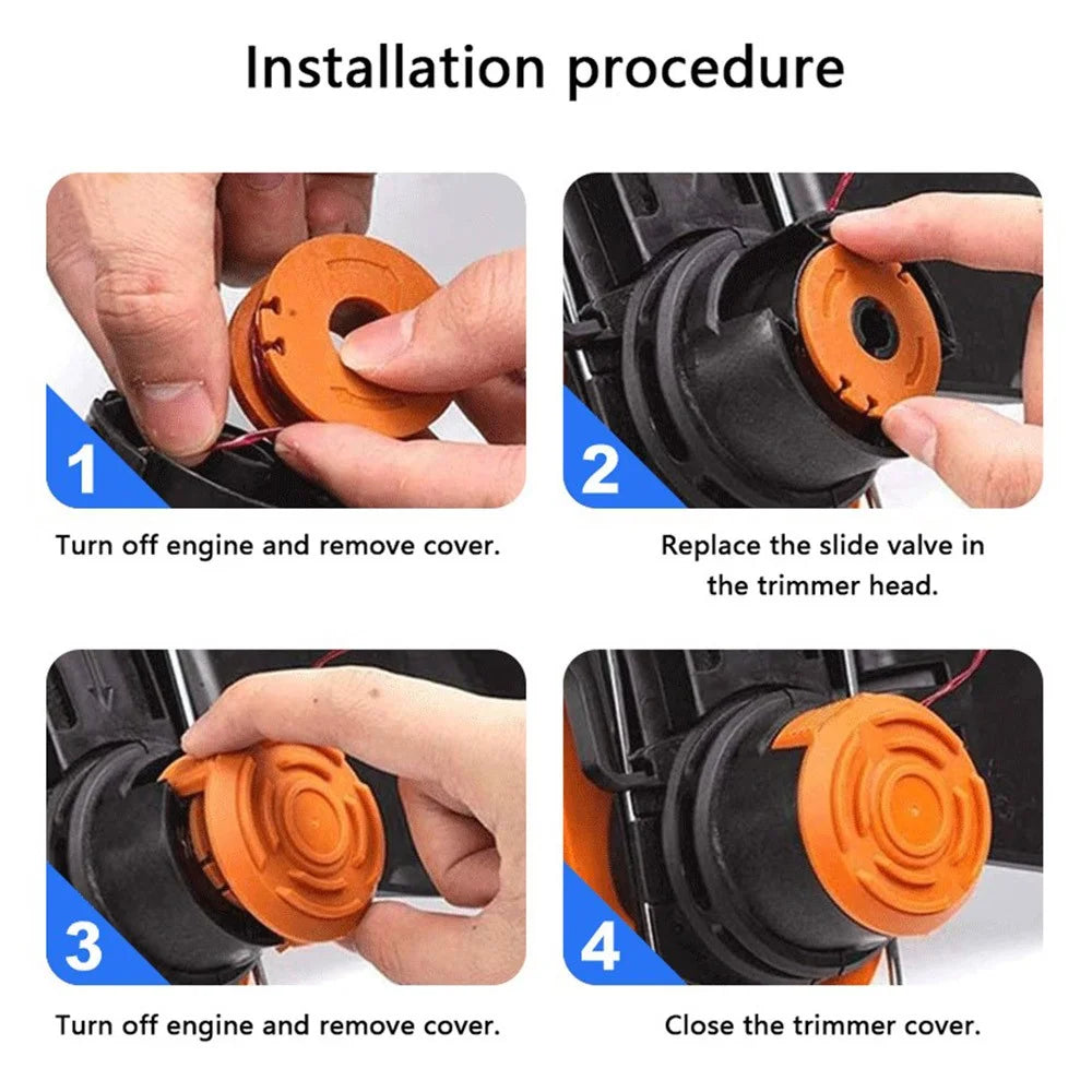 2Pcs Lawn Mower Spool Cover for Worx WG150 / WG151 / WG163 / G165 Spool Cap, WA6531 - 5
