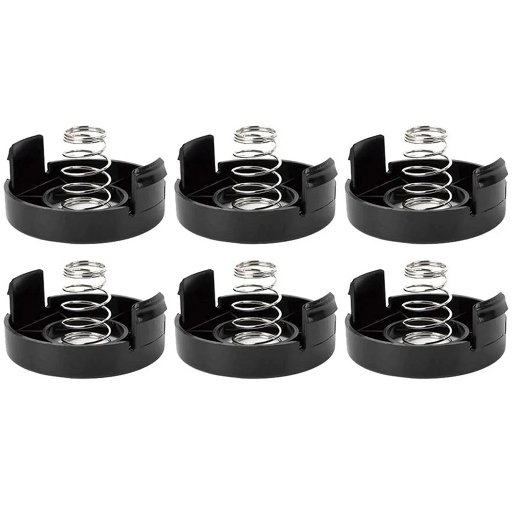 6 Spool Cap + 6 Spring for Black & Decker ST1000 / ST3000 / ST4000 / ST4500 Lawn Mower, 682378-02 - 1