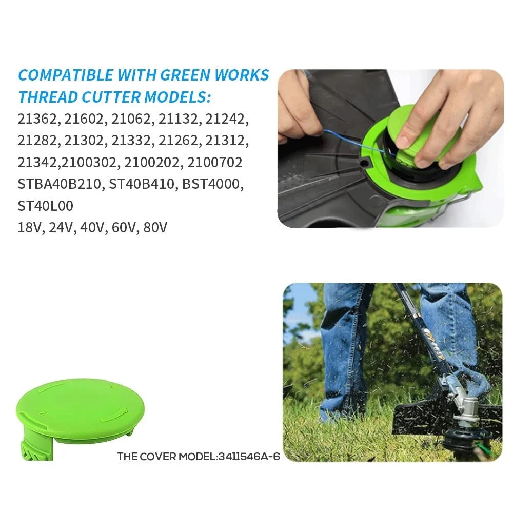 1Pc Lawn Mower Spool Cap for Greenworks BST4000 / ST40L00 / 2100702 Replacement Part, 3411546A-6 - 3