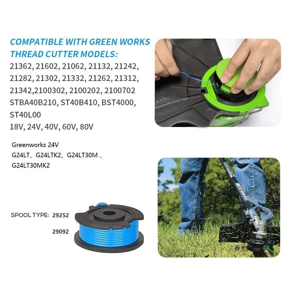 8Pcs / Set Spools for Greenworks Lawn Mower Nylon Rope Line Wire Reels, 29252 / 29092 - 4