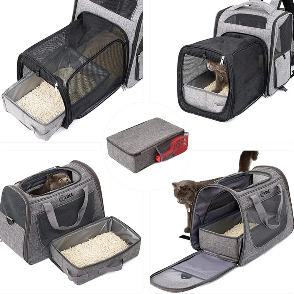QS-100-L Large Cat Litter Box Outdoor Foldable Cat Litterbox Waterproof Pet Gift Toilet Cat Litter Pan with Cat Litter Scoop - 5