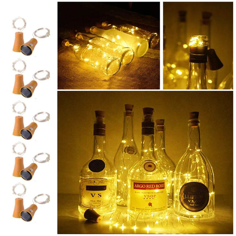 2m Wine Bottle Plug String Light Copper Wire LED Waterproof Festival Lighting Decor - Warm White - 5