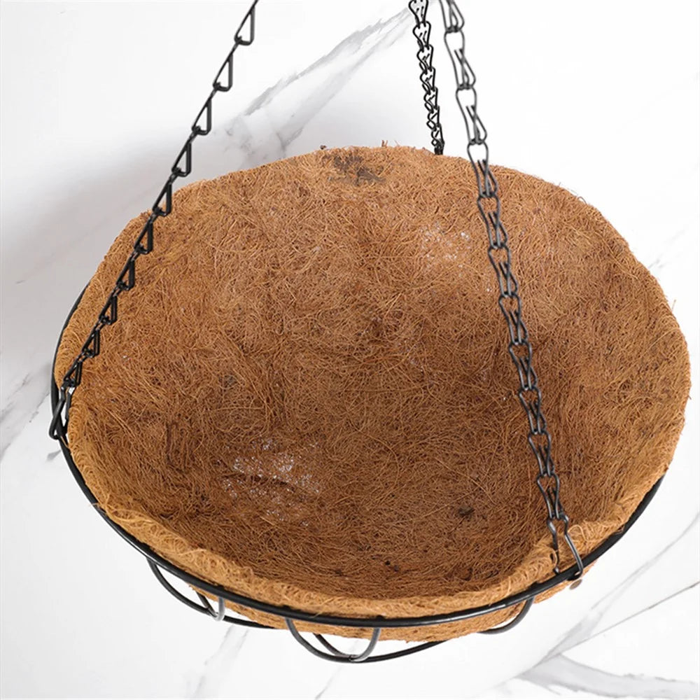 001-YZ01 12-inch Flower Pot Decorative Hanging Planter Basket with Coir Liner (Round Shape) - 6