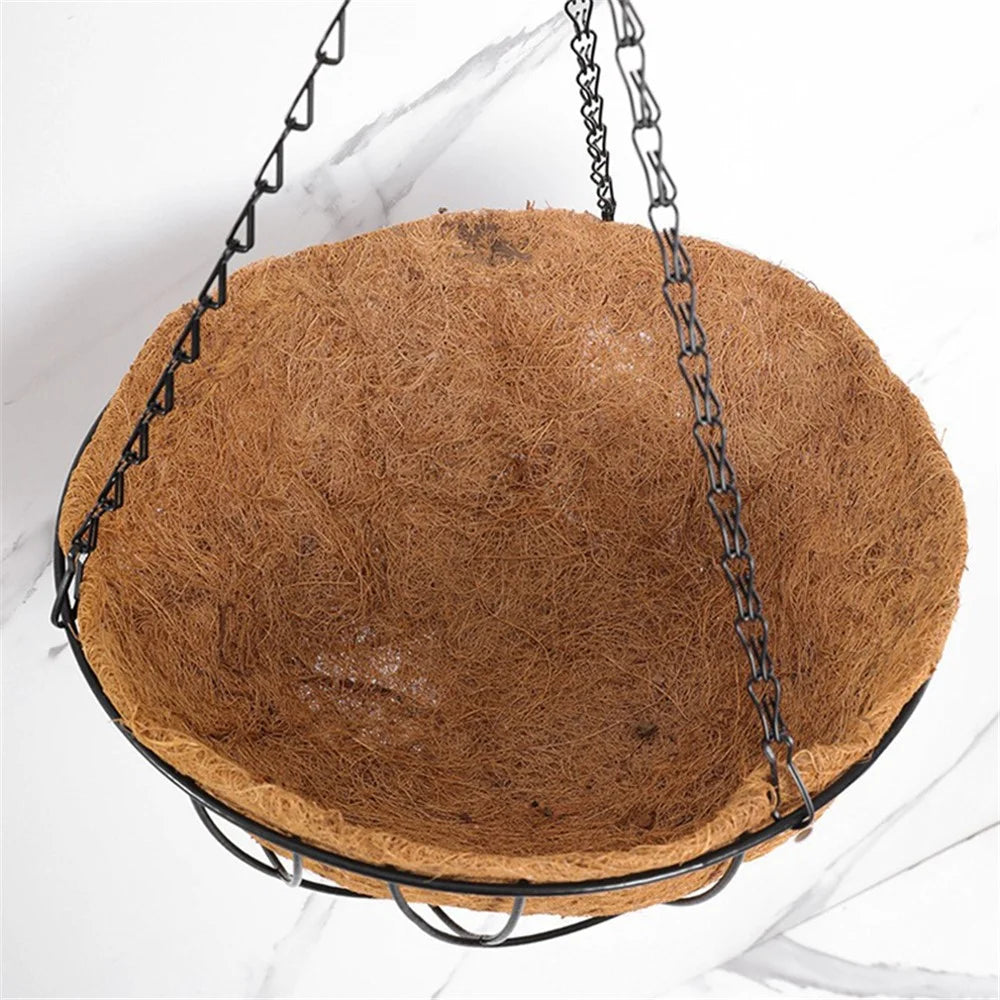 001-YZ01 12-inch Maple Leaf Design Flower Pot Coir Liner Hanging Planter Basket - 3