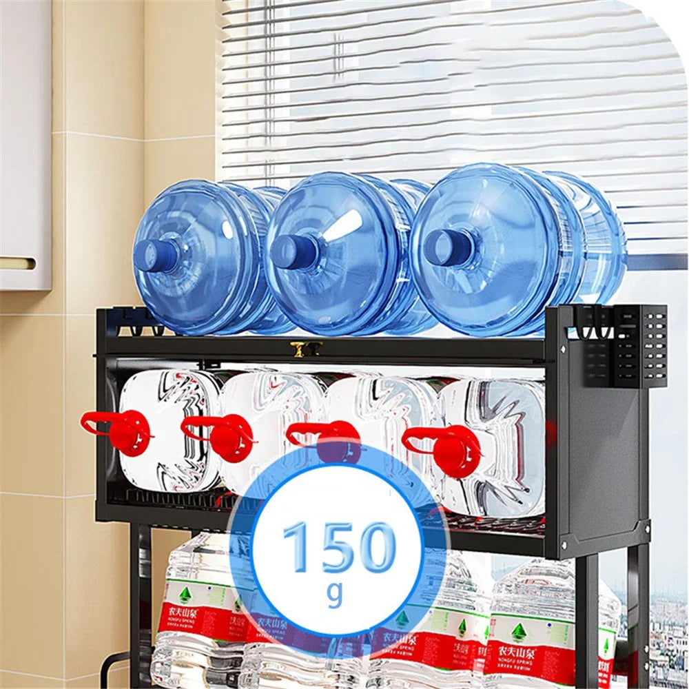 006-SCJ-6838C-105 Over Sink Dish Drying Rack 2 Tier Kitchen Counter Bowls Plates Holder with Door - Black - 5