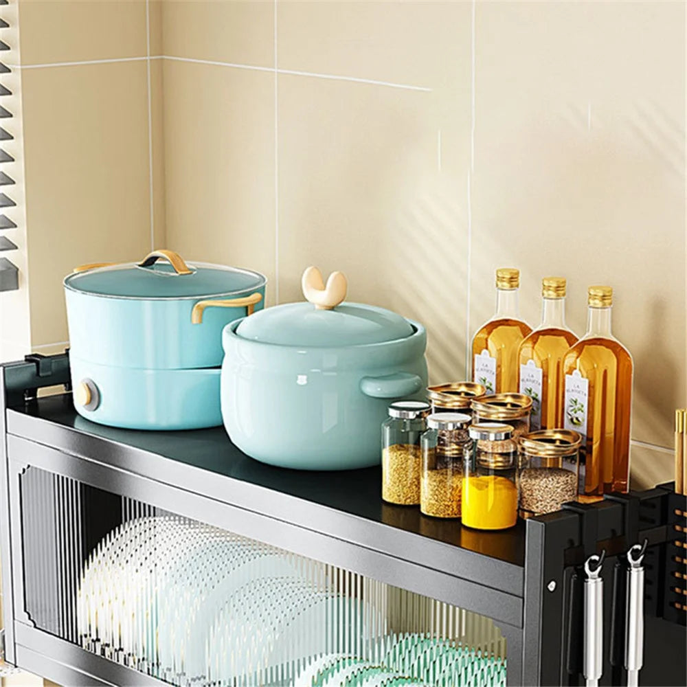 006-SCJ-6838C-105 Over Sink Dish Drying Rack 2 Tier Kitchen Counter Bowls Plates Holder with Door - Black - 6