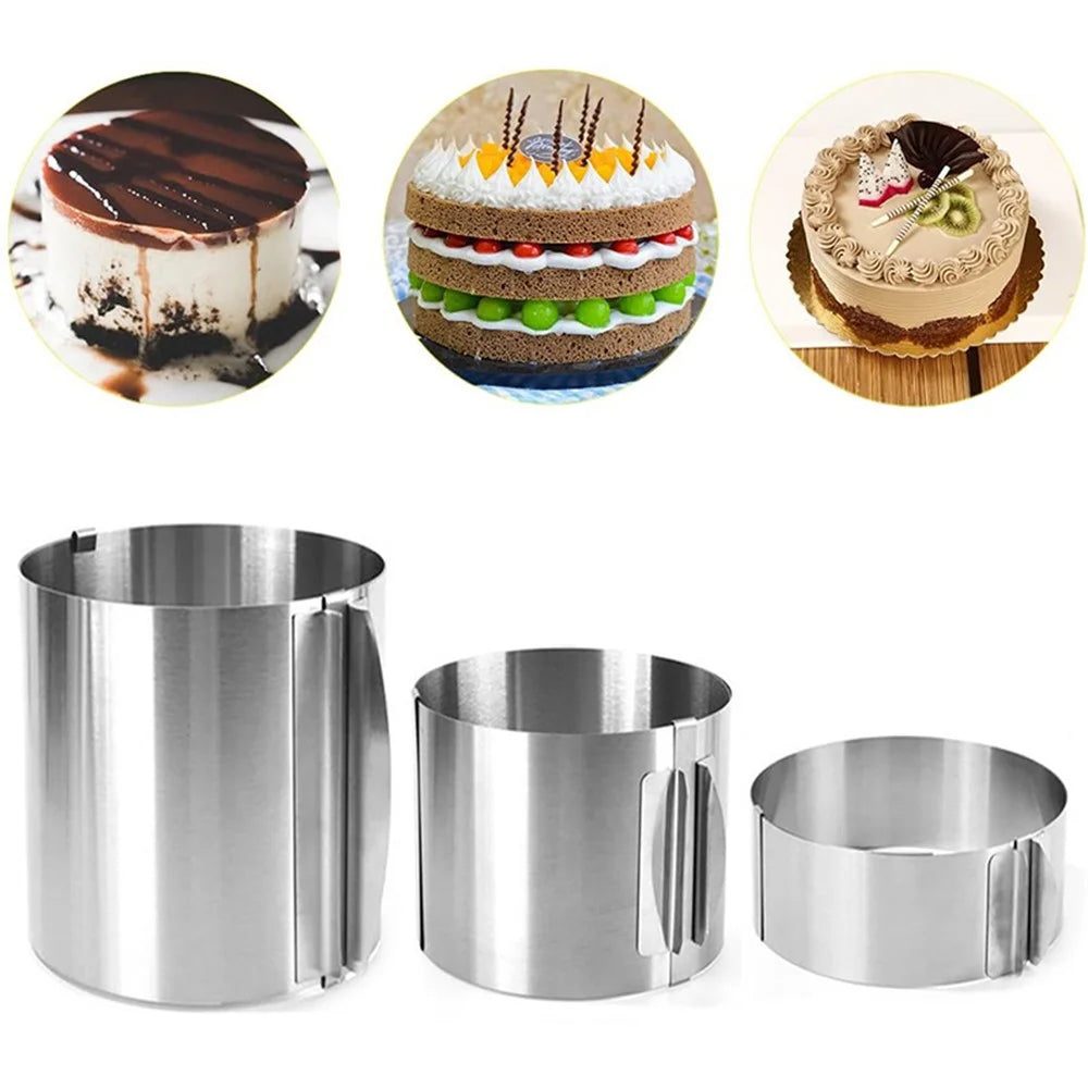 10cm Height, 6-12 Inch Cake Ring with Scale Stainless Steel Adjustable Cake Ring Mould Round Cake Mousse Mold (No FDA Certificate) - 4