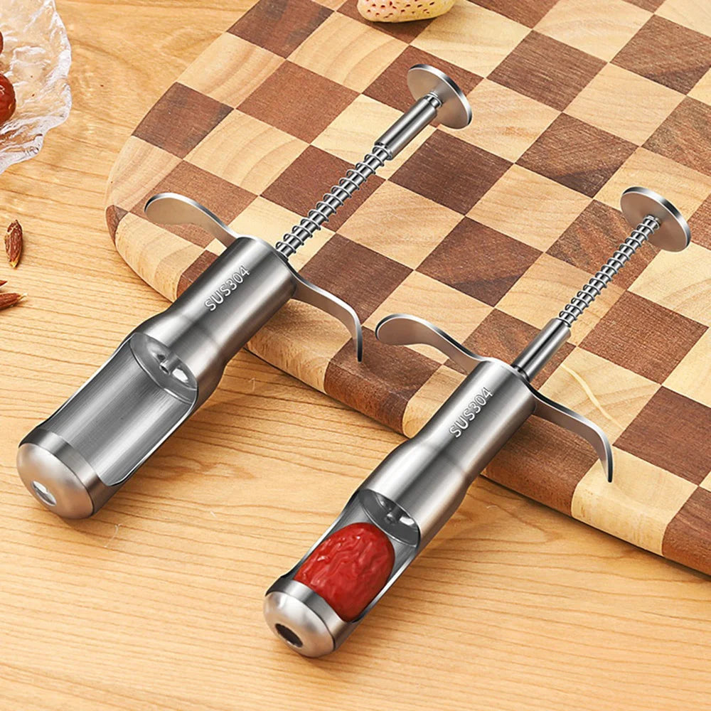 Size L Red Date Pitter 304 Stainless Steel Jujube Corer Fruit Core Remover Tool (FCM Tested, BPA Free) - Size L - 4