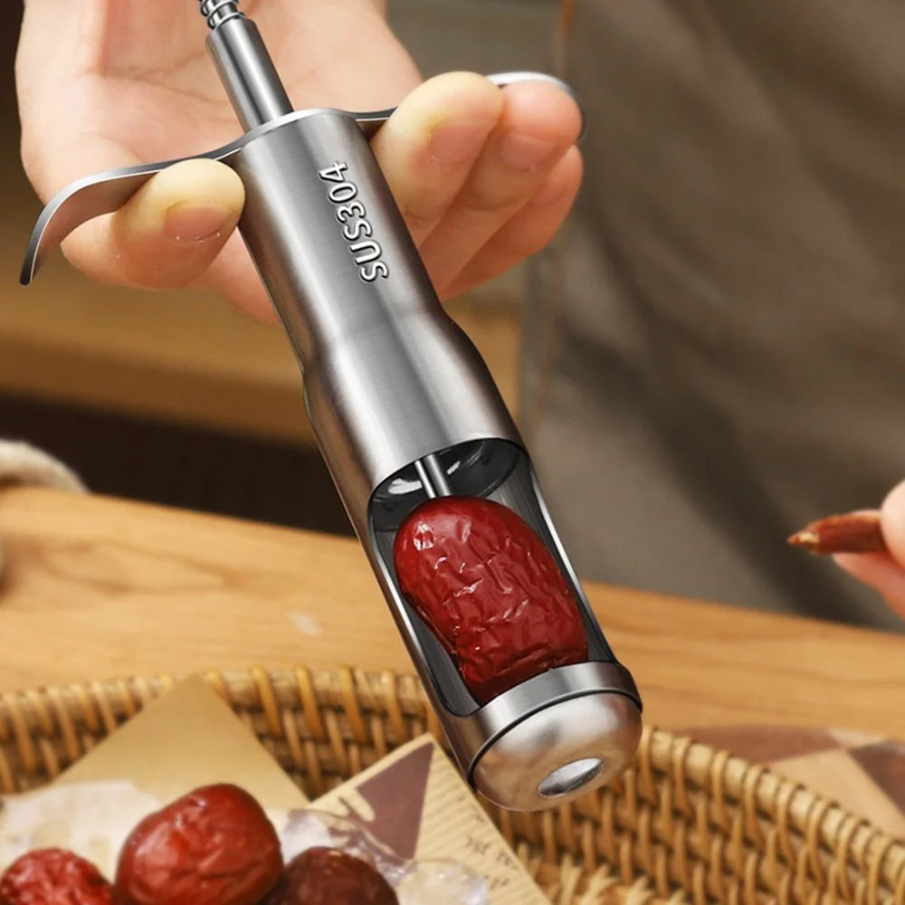 Size L Red Date Pitter 304 Stainless Steel Jujube Corer Fruit Core Remover Tool (FCM Tested, BPA Free) - Size L - 5