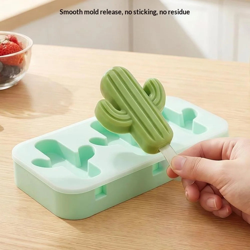 Silicone Ice Cream Popsicle Molds 3-Cavity Fruit-Shaped DIY Frozen Treats Maker with Lid (No FDA, BPA Free) - Pineapple / Purple - 5