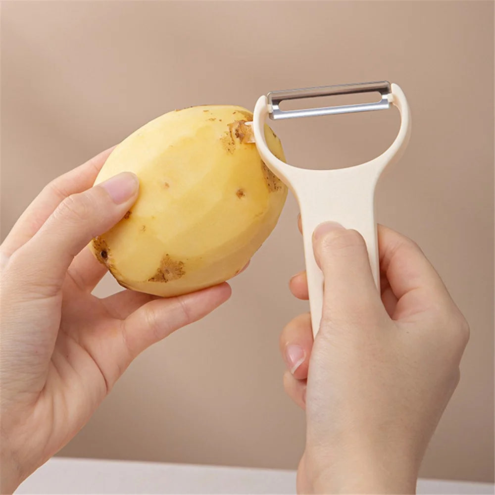 3Pcs / Set Y-shape Multifunctional Stainless Steel Vegetable Peeler Kitchen Fruit Potato Shredder (BPA Free, No FDA Certificate) - Beige - 4