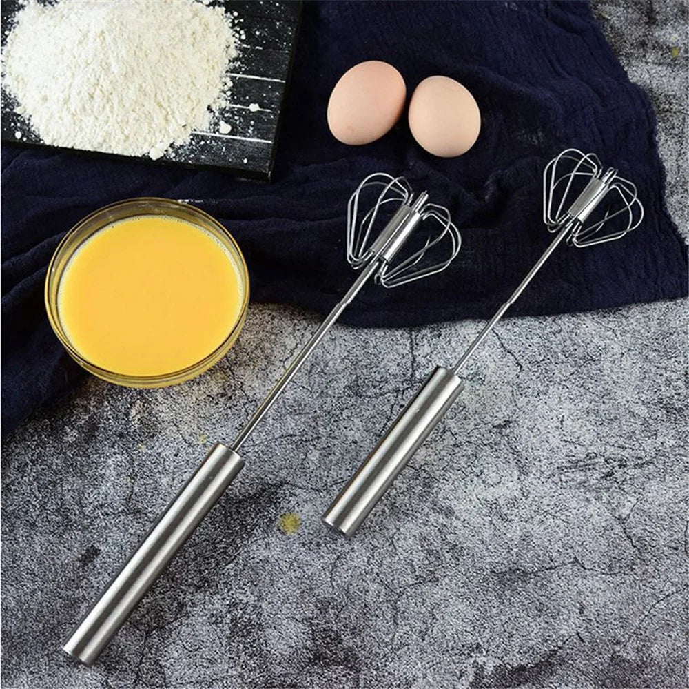 Semi-Automatic 430 Stainless Steel Egg Whisk Manual Press Mixer Egg Stirrer (BPA Free, No FDA) - 6