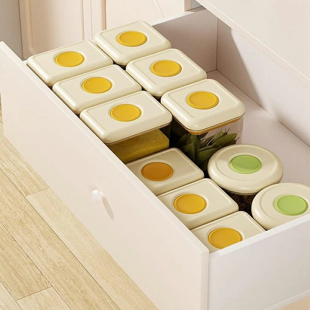 2400ml Push Button Airtight Square Container Grains Coffee Snacks Kitchen Food Storage Canister (BPA-Free, No FDA) - Green - 7