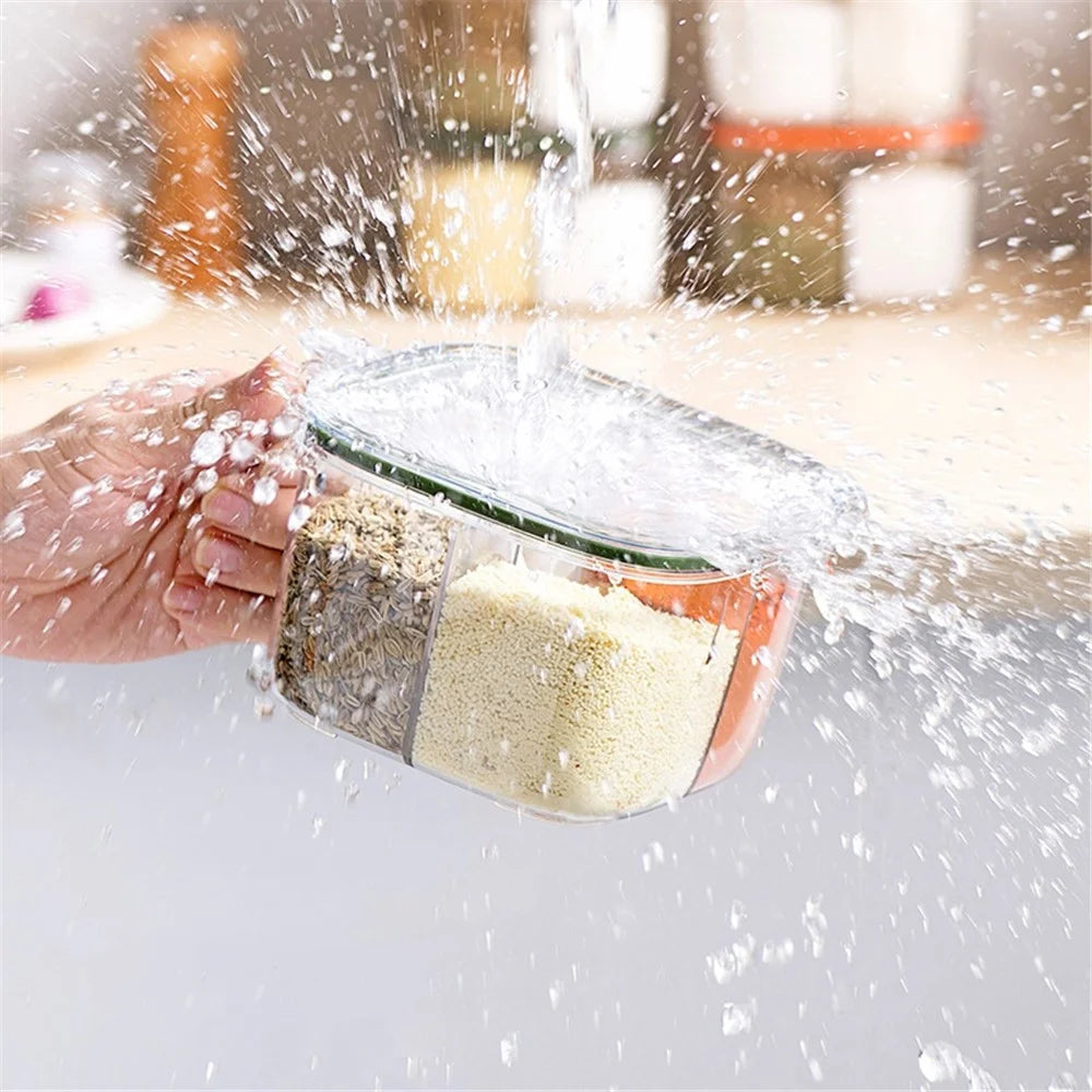 AAB007 Clear Seasoning Box Spice Jar Condiment Bottle Kitchen Supplies (BPA Free, No FDA Certification) - Green - 5