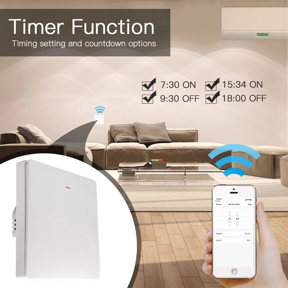 1-Gang Smart WiFi Switch Zero Fire Version Neutral Wire Fire Wire Required Voice Control Wall Switch Controller, EU Plug - 6