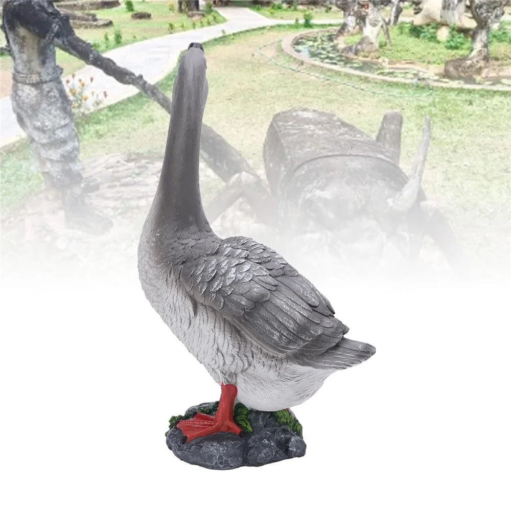 Resin Craft Goose Ornament Garden Courtyard Balcony Waterscape Goose Sculpture Decoration - Grey - 3