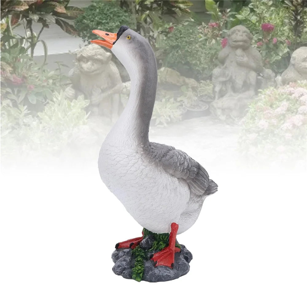Resin Craft Goose Ornament Garden Courtyard Balcony Waterscape Goose Sculpture Decoration - Grey - 4
