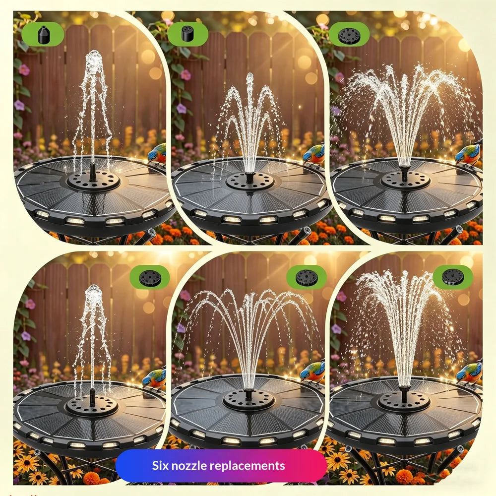 3.5W Solar Powered Floating Water Fountain for Bird Bath Solar Water Pump with 7-Color LED Light - 18CM Diameter - 5