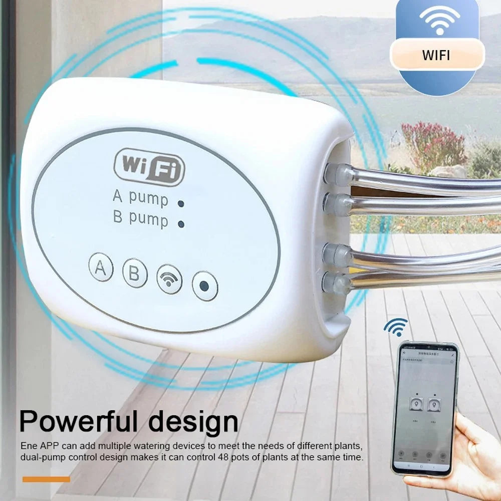 Dual-Pump Remote Water Timer Potted Plant Smart WiFi Watering Device with 20m Water Pipe+30 Emitters - 6