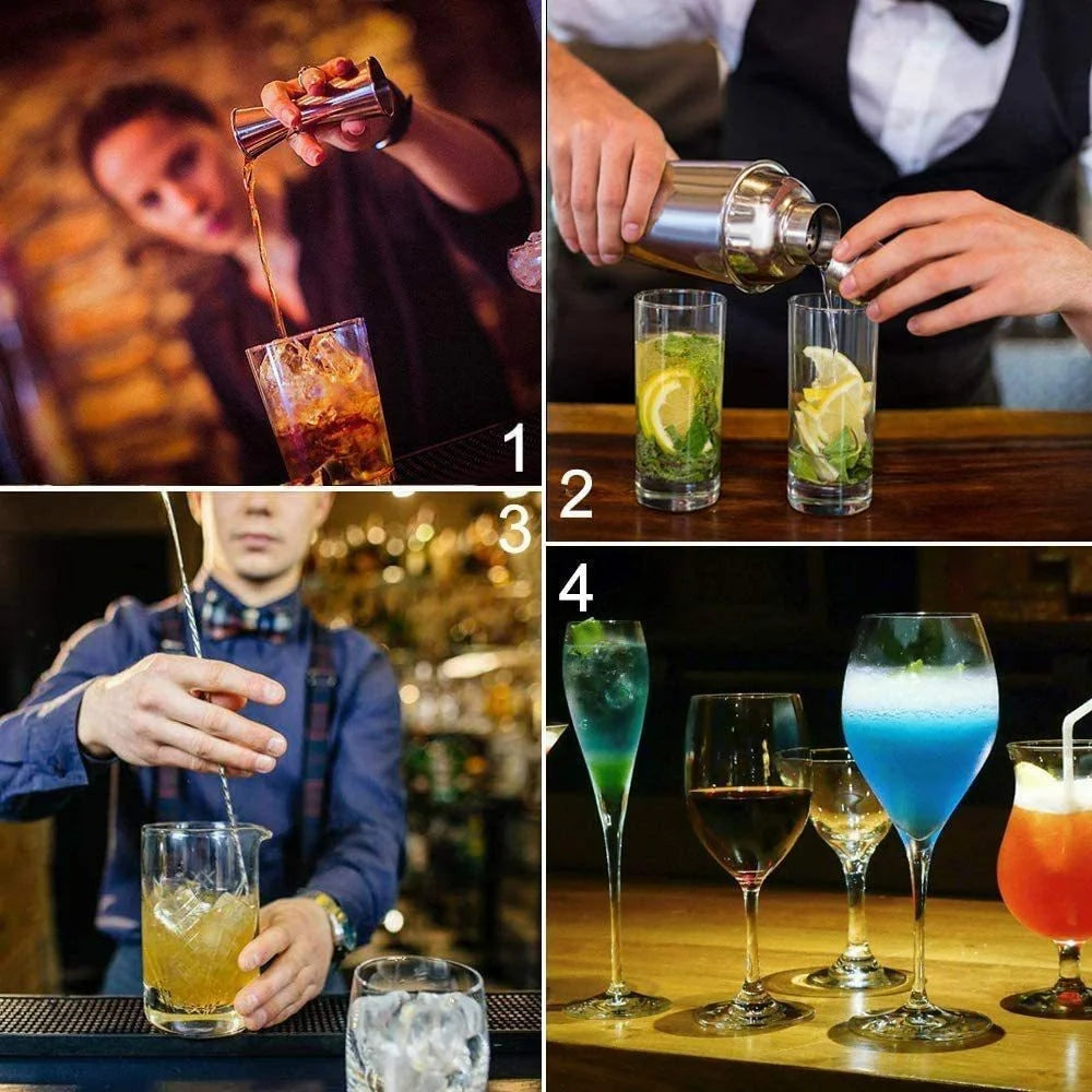 7Pcs Cocktail Shaker Set 25oz Stainless Steel Bar Bartender Jigger Muddler Bar Spoon Pourers Recipe Book Tools Kit - 4