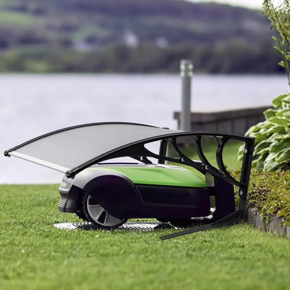 Outdoor Small Lawn Mower Sunshade Awning PC Sun Shield Rainproof Board, 1000x800mm - Blue - 4