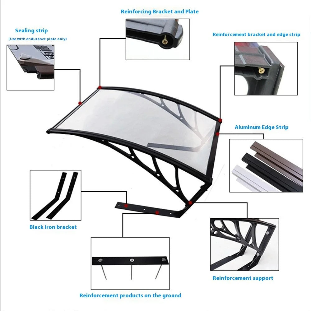 Outdoor Small Lawn Mower Sunshade Awning PC Sun Shield Rainproof Board, 1000x800mm - Blue - 7