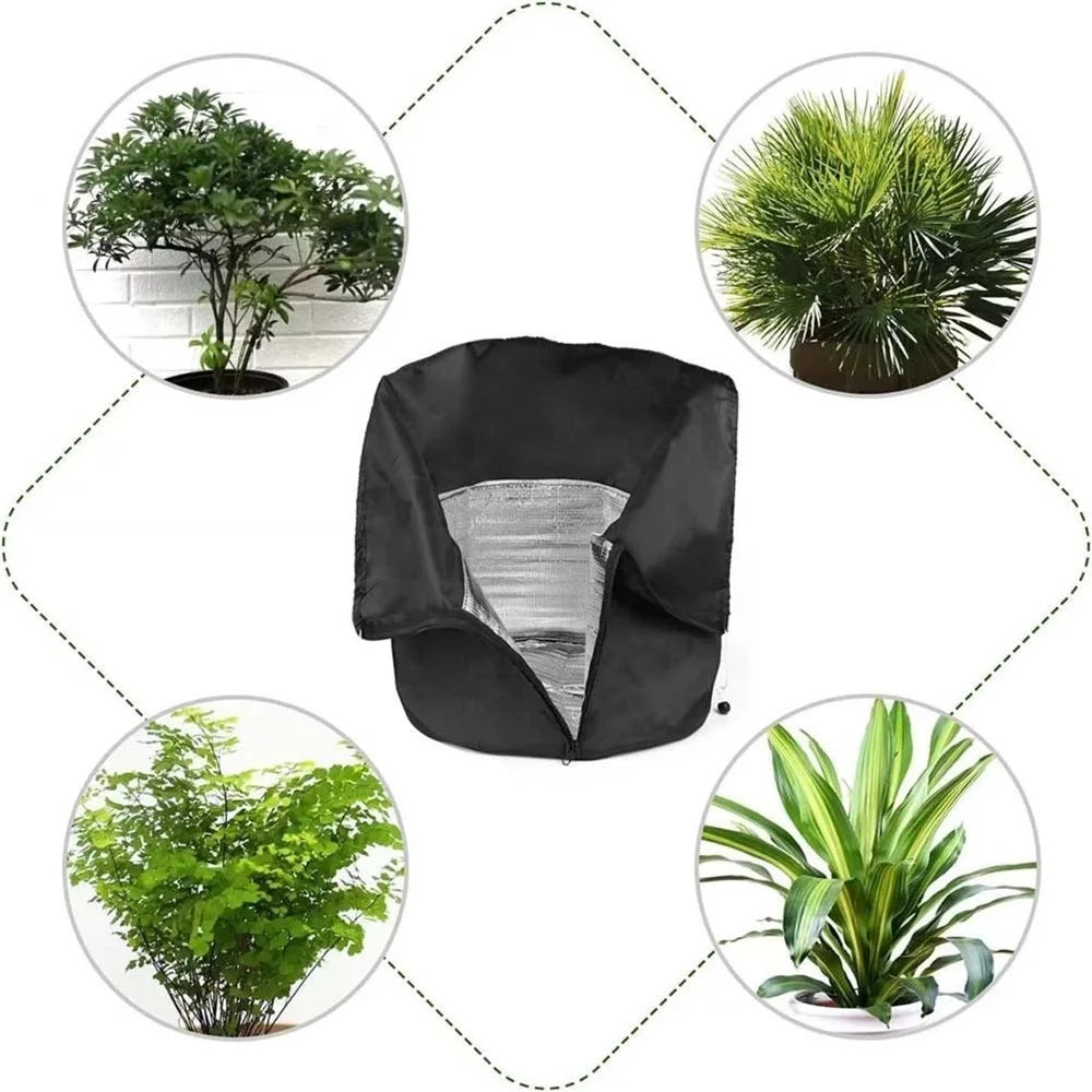 Plant Protection Cover for Winter Gardening 65 x 70cm Breathable Insulated Tree Shrub Frost Guard Reusable - Black - 4