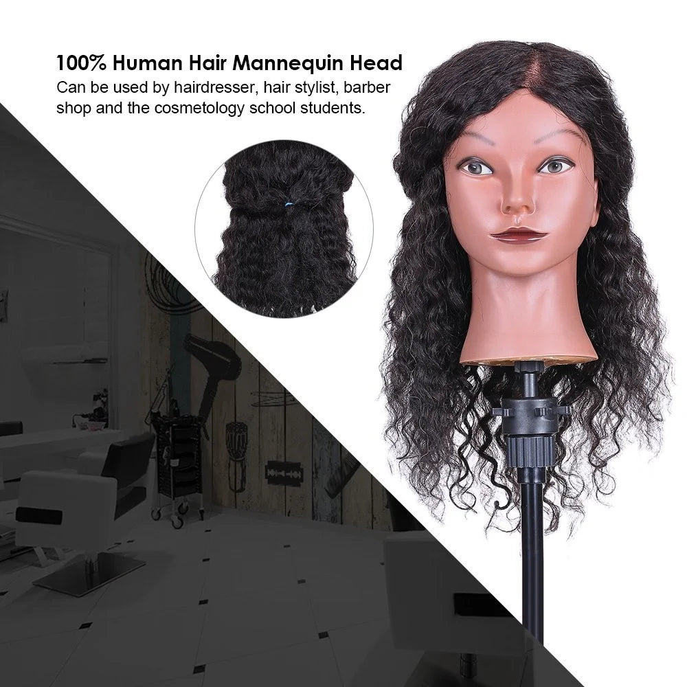 Curly Hairdressing Training Head Cosmetology Mannequin Head for Hair Styling Practice Hair Braiding Dummy Head - 6